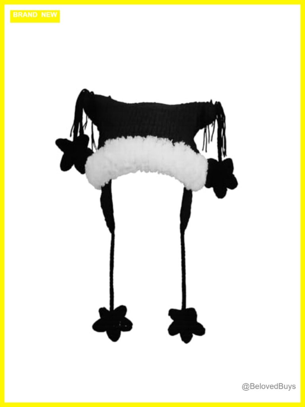 Hand Crocheted Cotton Blend Cat Ear Beanie with Star Pendant